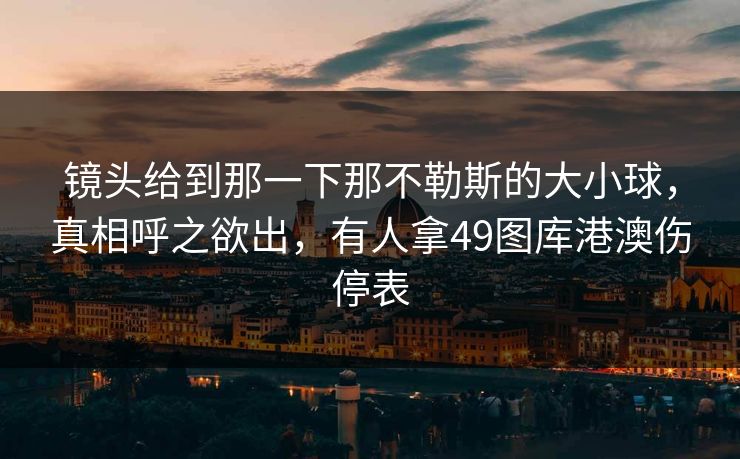 镜头给到那一下那不勒斯的大小球，真相呼之欲出，有人拿49图库港澳伤停表