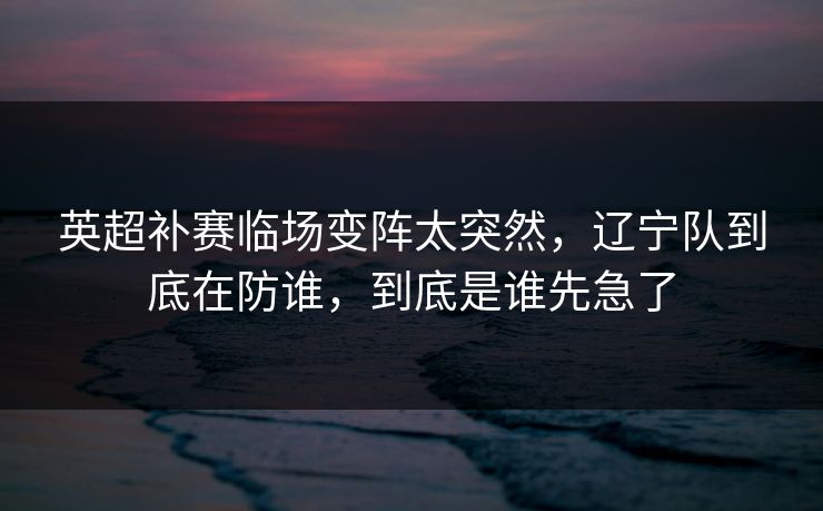 英超补赛临场变阵太突然，辽宁队到底在防谁，到底是谁先急了