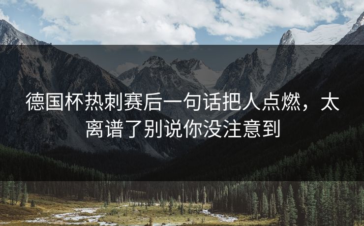 德国杯热刺赛后一句话把人点燃，太离谱了别说你没注意到