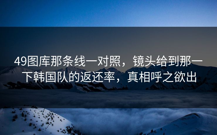 49图库那条线一对照，镜头给到那一下韩国队的返还率，真相呼之欲出