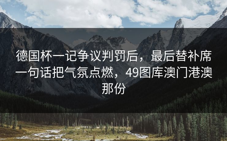 德国杯一记争议判罚后，最后替补席一句话把气氛点燃，49图库澳门港澳那份