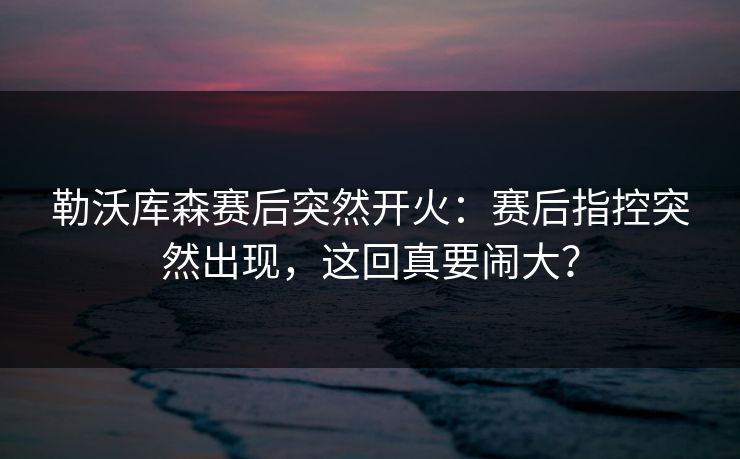 勒沃库森赛后突然开火:赛后指控突然出现,这回真要闹大? 勒沃库森赛后突然开火:赛后指控突然出现,这回真要闹大?